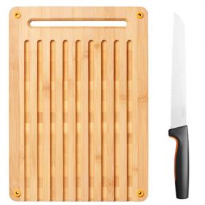 Fiskars Set Functional Form nož za rezanje kruha od bambusa i nož 1057551